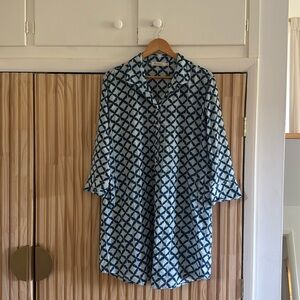 BLUE BLUTHREADS BY ROCKFLOWERPAPER COTTON PINTUCK BEACH COVERUP